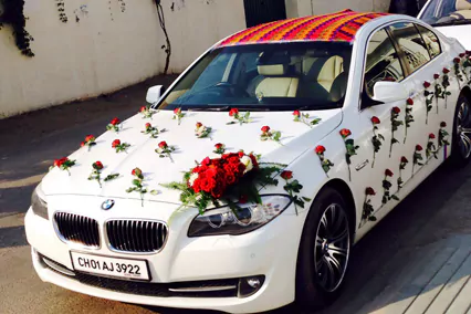 White Color BMW 5 Series Car for Wedding Rental